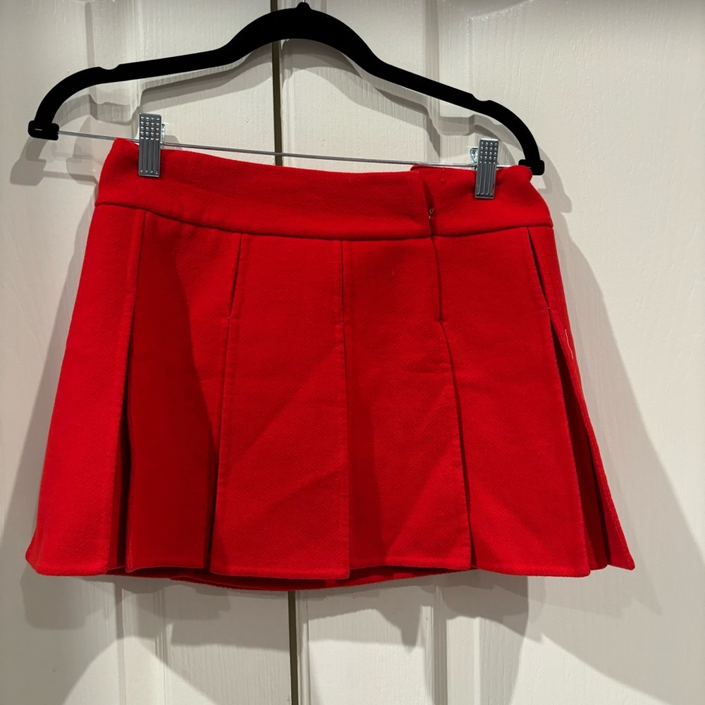 VINTAGE Louis Vuitton Pleated Red Mini Skirt 100% Cashmere